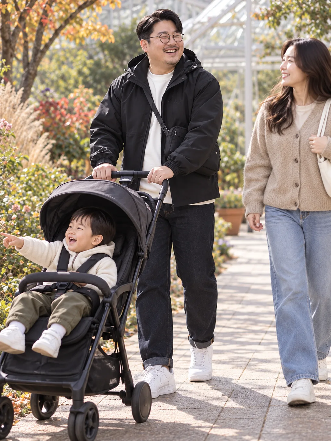 상의와 함께 입은 아이와 외출 코디