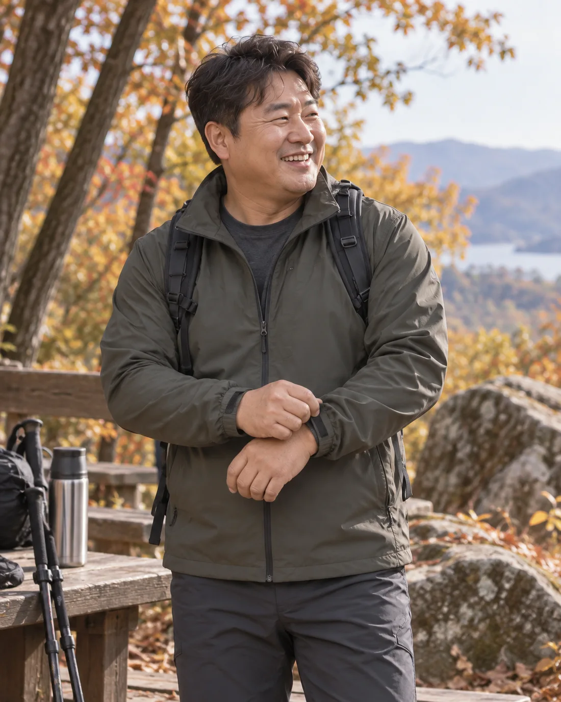 하의와 함께 입은 등산복 코디