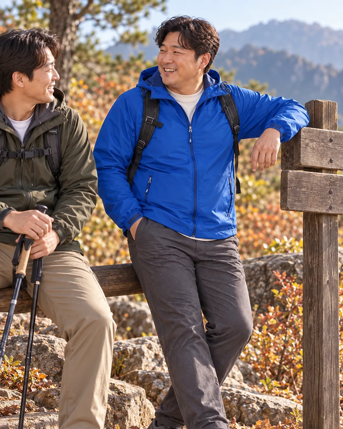하의와 함께 입은 등산복 코디