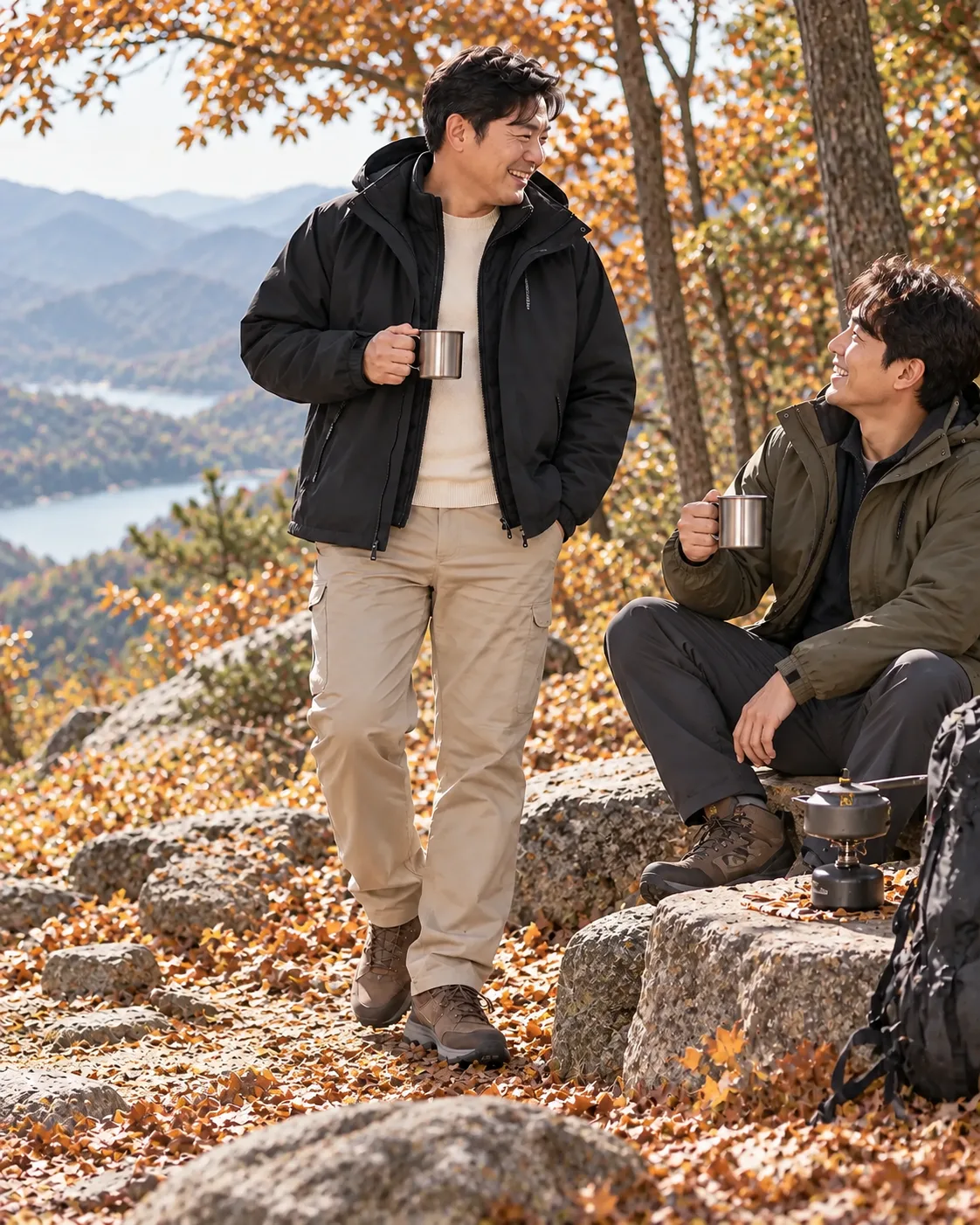 하의와 함께 입은 등산복 코디