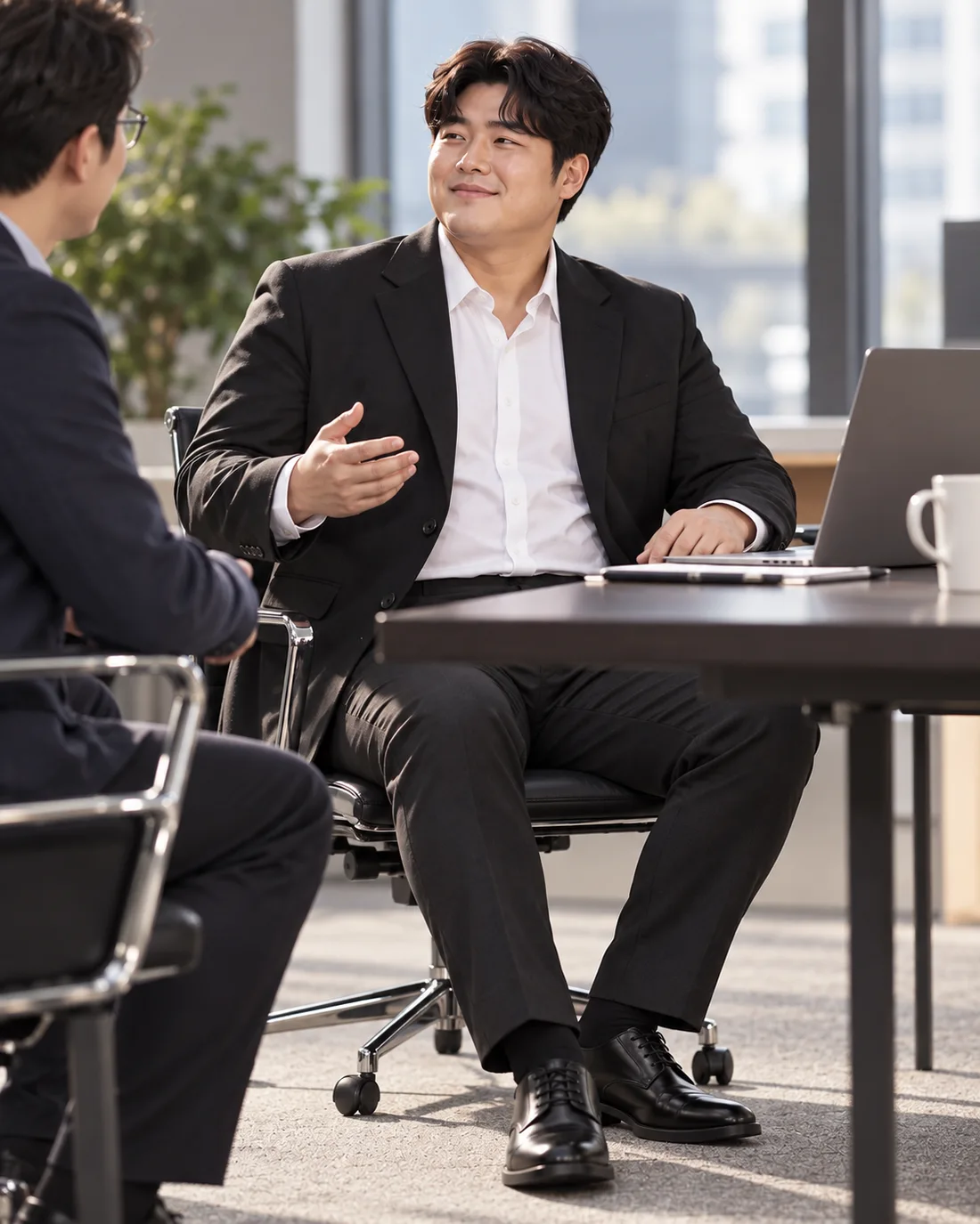 하의와 함께 입은 출근복 코디