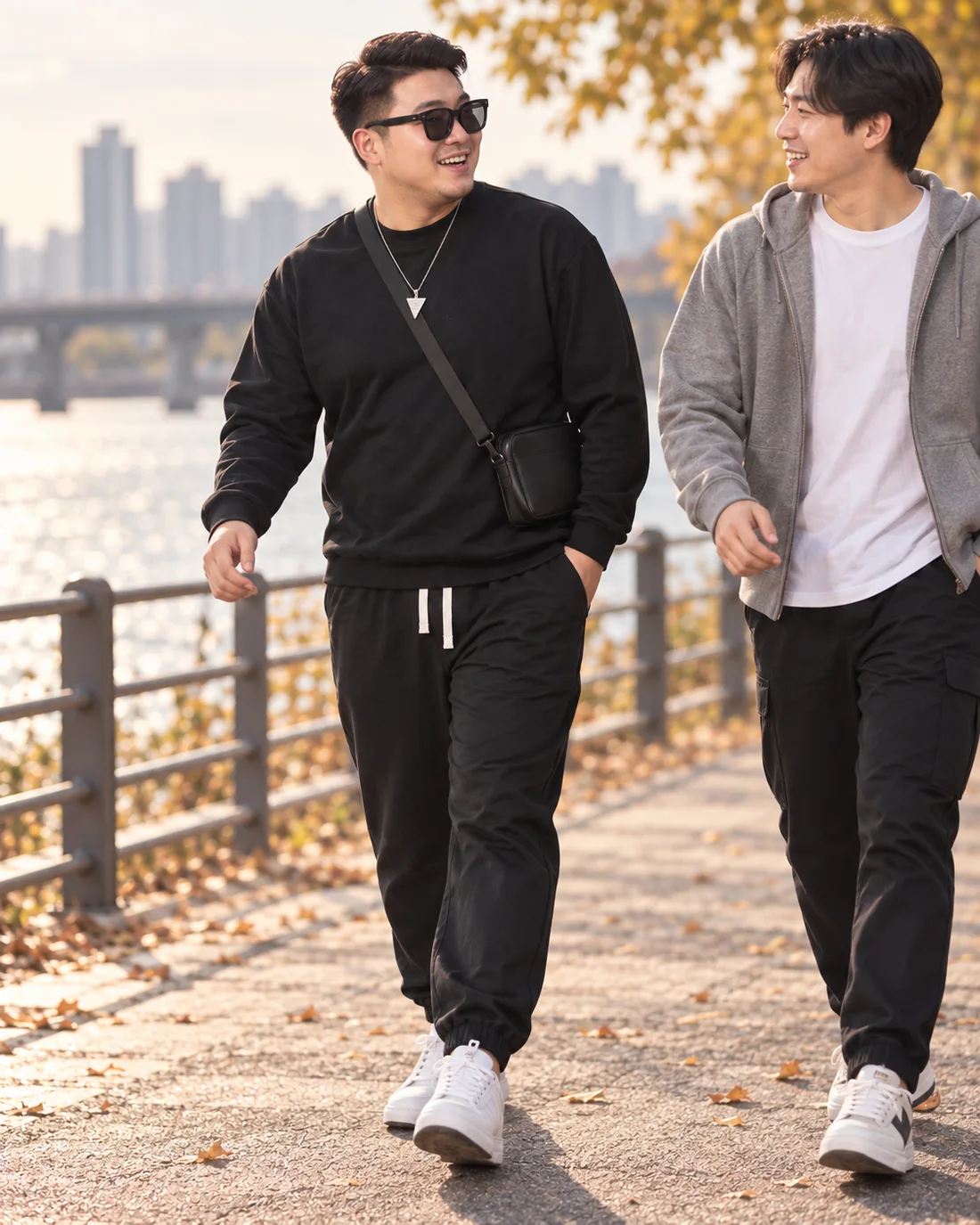 하의와 함께 입은 운동복 코디