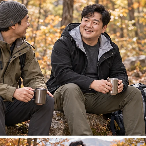 상의와 함께 입은 등산복 코디